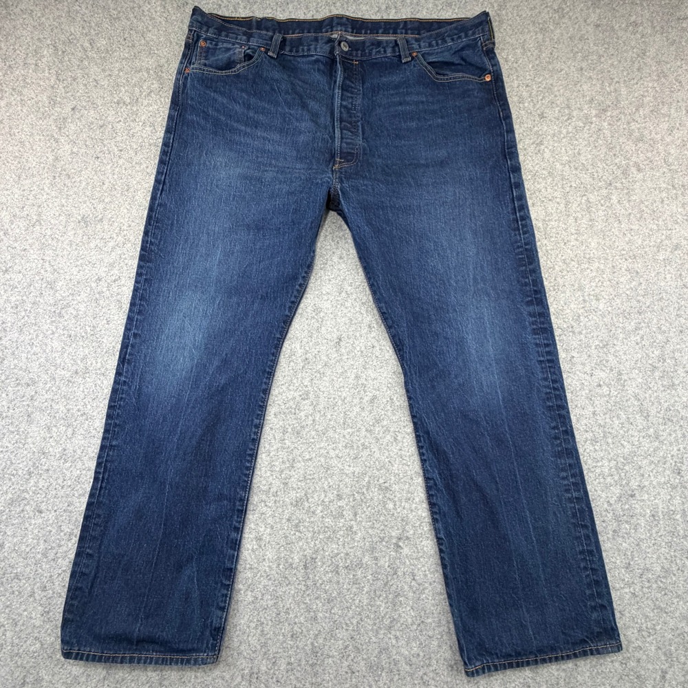 Levis 501 Original Fit Mens Blue Denim Straight Leg Button Fly Jeans 44x30